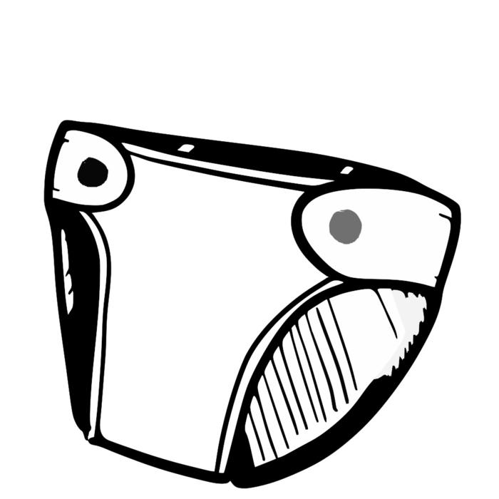 Black and white drawing of the diaper, clipart