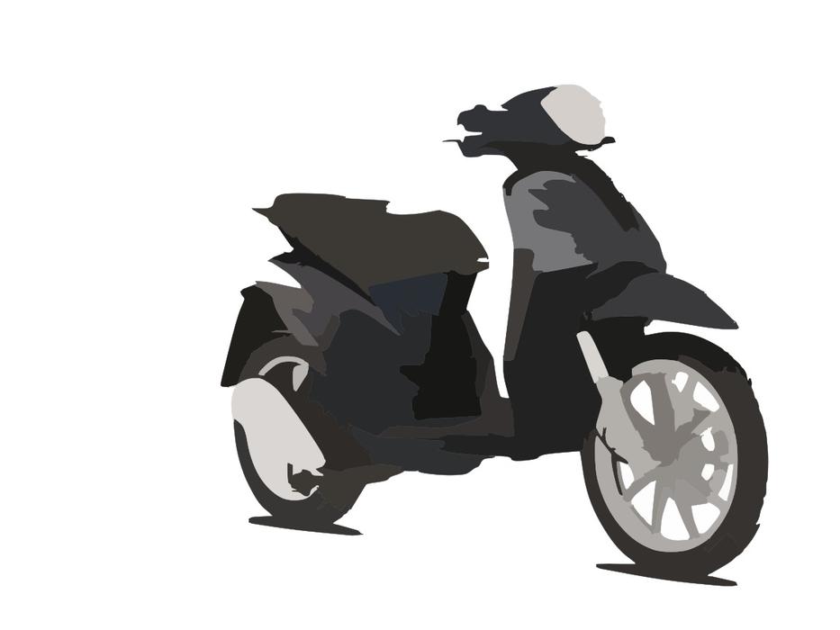 drawn black moped on white background