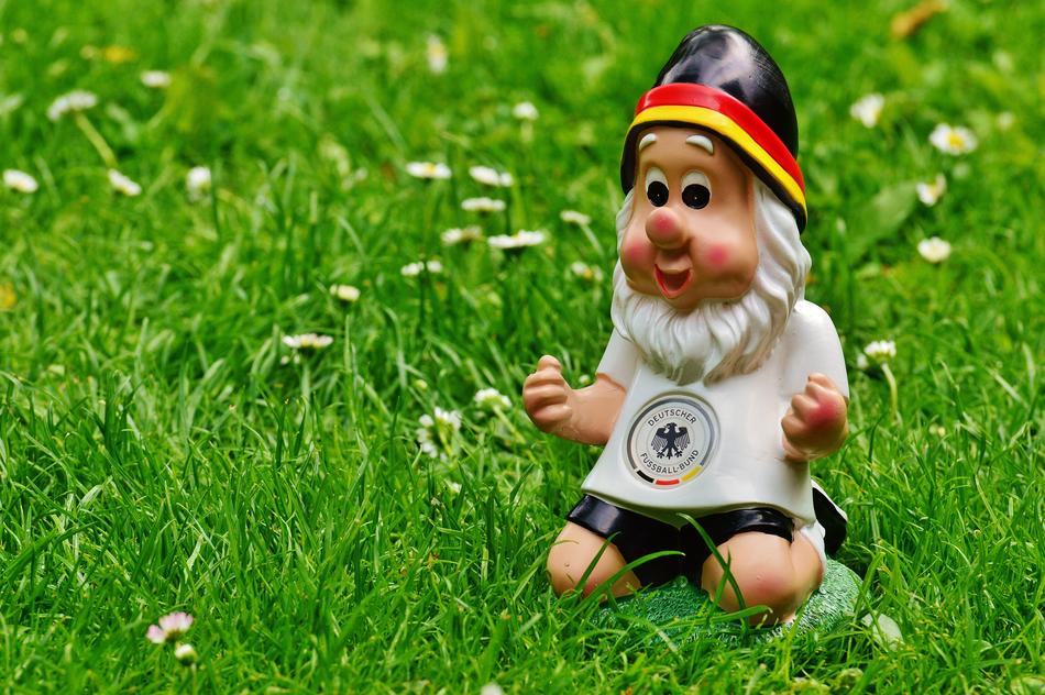 garden gnome in german football uniform