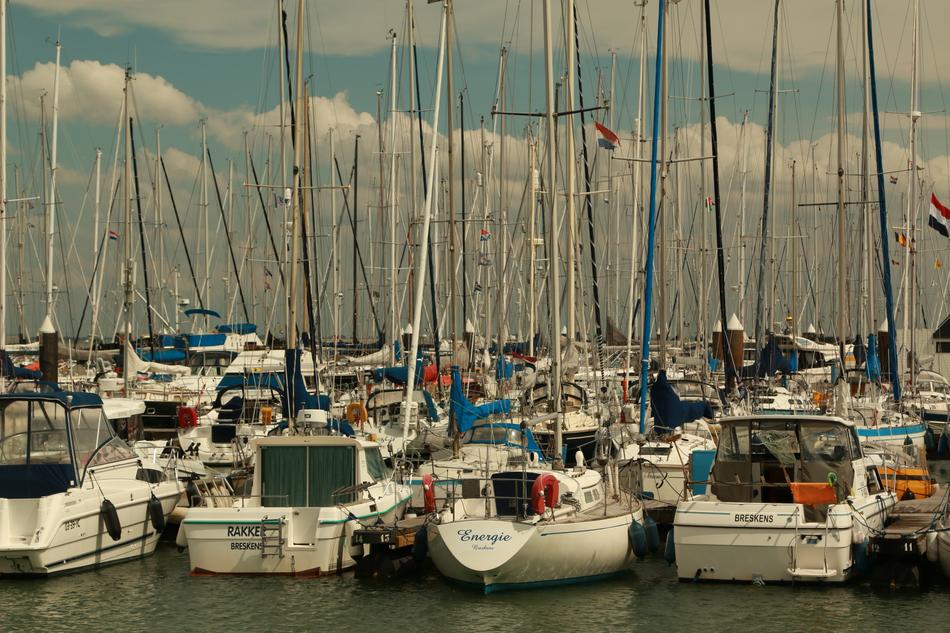 sailing ships in the port of Breskens, Netherlands