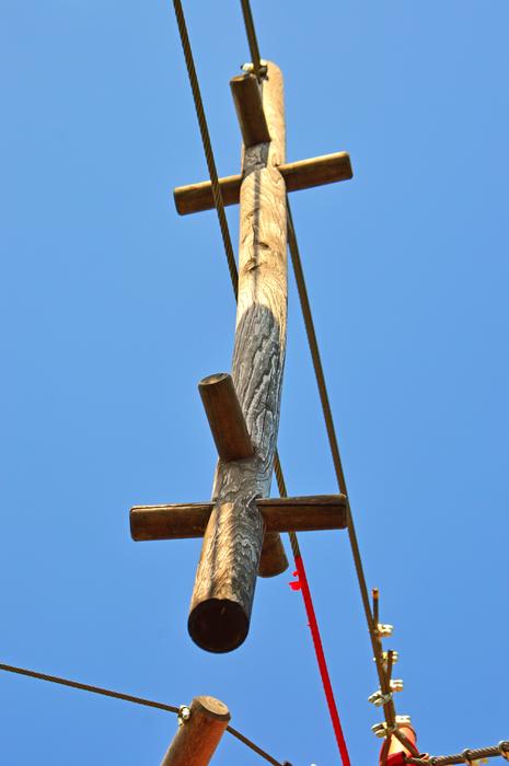 Close-up of the Children's playground in sunlight, under the blue sky