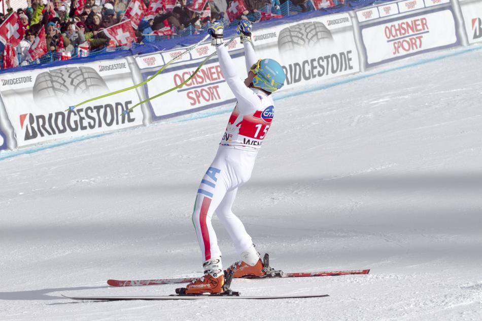 skier innerhofer christof at the finish line
