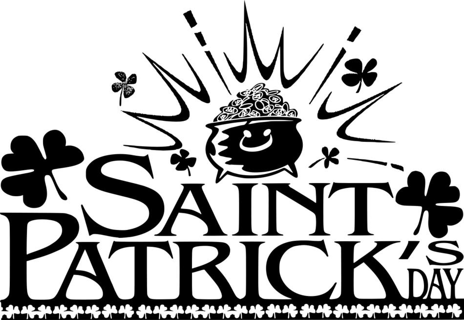 saint patrick logo in black and white