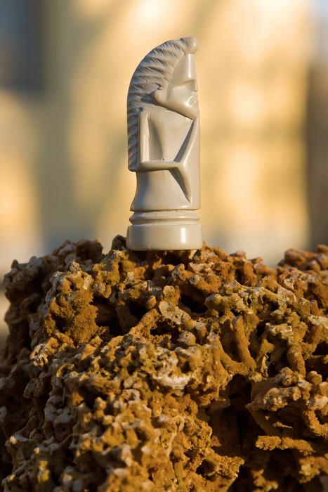 figurine of african chess on blurred background