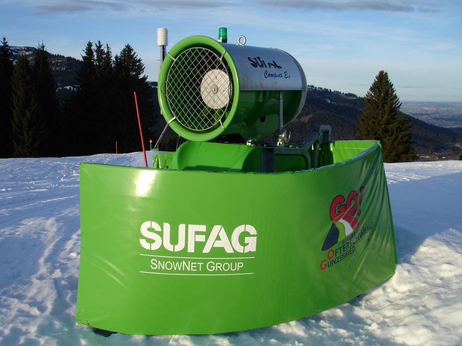 snow cannon on the ski run in gunzesried