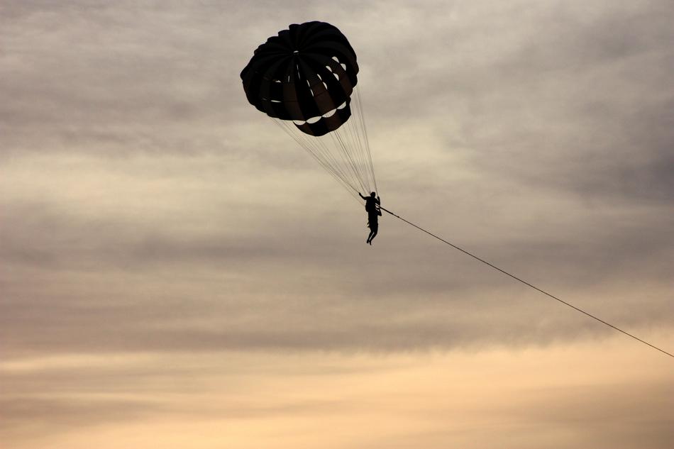 Parasailing at dusk