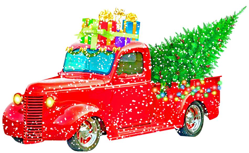 christmas pick up with tree drawing