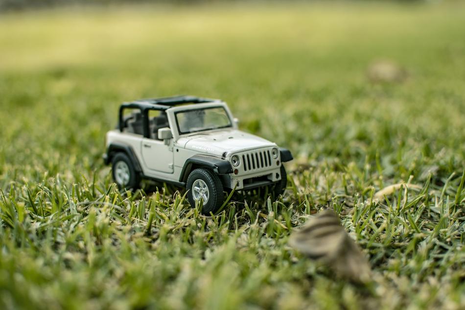 Car Toy on the grass close-up