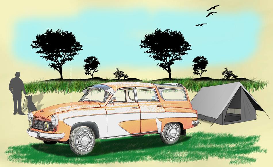 oldtimer wartburg drawing