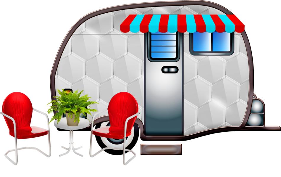 garden furniture and travel trailer