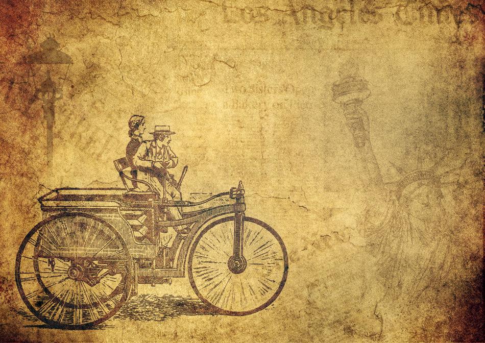 vintage background picture of people on a carriage