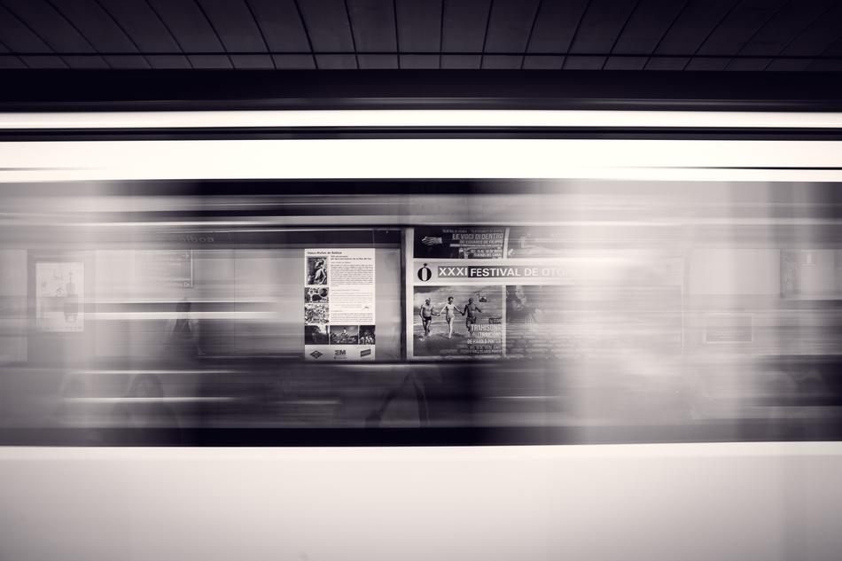 Departure Platform in Subway Station, motion effect