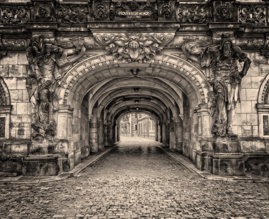 paved historic center of Dresden, Germany