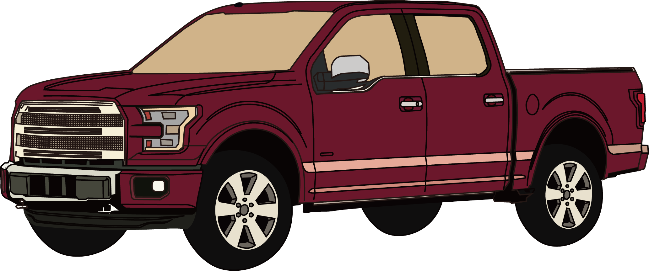 Isolated burgundy pickup truck free image download