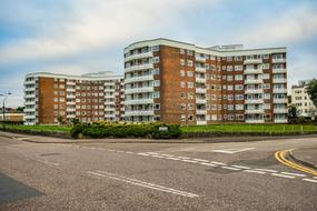 contemporary apartment Buildings at road, uk, england, bournemouth