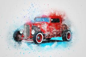 red car art abstract drawing