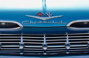 Grille of vintage Chevrolet auto close up