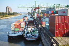 Mannheim Harbour on rhine river, germany, neckar