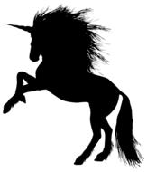 black silhouette of a unicorn as a drawing
