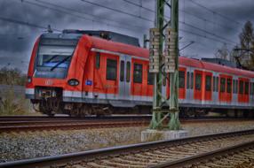 red train on the S Bahn railroad