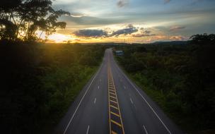 Asphalt Path Street at dawn