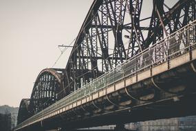 metal structures on a railway bridge