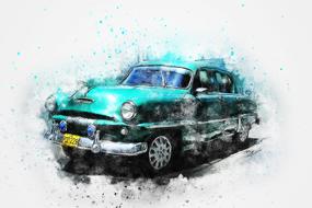 old car art abstract drawing