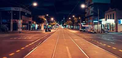 tram rails in Melbourne, Australia