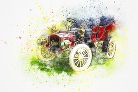 car cadillac, oldtimer as a drawing
