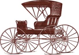 Model of the brown buggy wagon, at white background, clipart