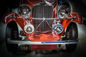 front view of red Oldtimer Car