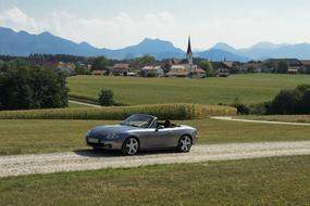 cabriolet car in rural area