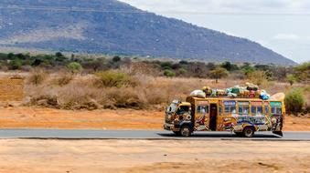 bus on the road in kenya