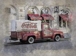 painted retro Coca Cola truck in Prague
