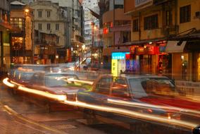 image of a crazy city traffic in Hong Kong, Asia