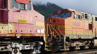 Macro photo of locomotive on the railway