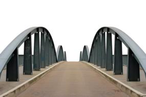 bridge with metal structure in the form of arches