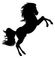 silhouette of cartoon horse rearing
