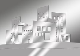 drawn modern city buildings