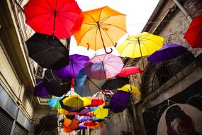 colorful umbrella street