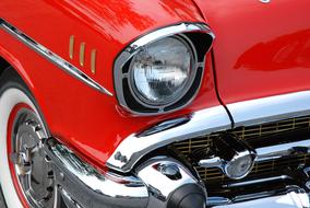headlight of a classic retro chevrolet car