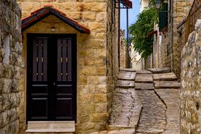 stone historic street in lebanon