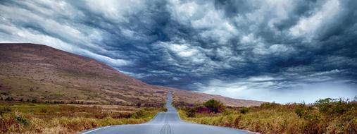 panoramic landscape of the wonderful Road in countryside and the hill