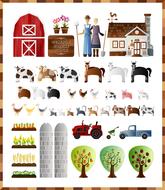 farm pack set as a drawing