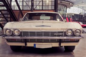 chevrolet impala, oldtimer limousine on exhibition, front view