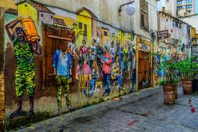 colorful graffiti in Street in City