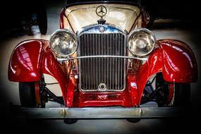 Old shiny mercedes-benz Car, front view