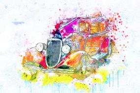 car oldtimer as a watercolor drawing