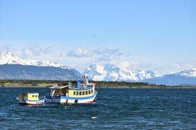 boat off the coast of patagonia on a sunny day