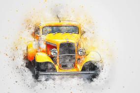 old car ford art abstract drawing